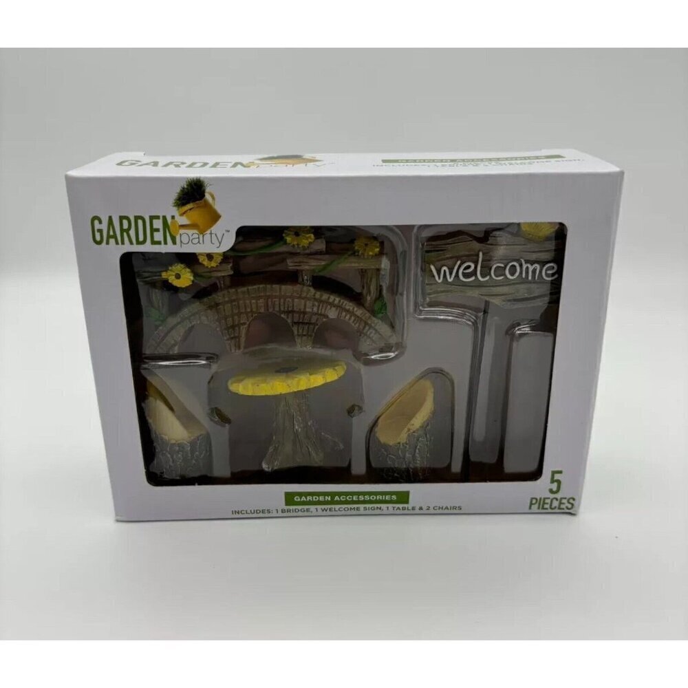 Garden Party 5pc Garden Accessories Decor Set. New In Box.